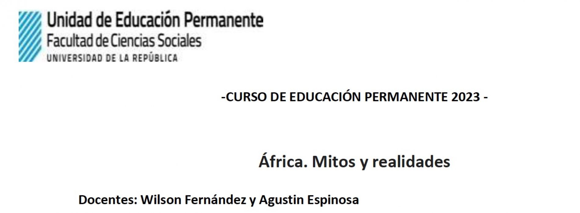 África. Mitos y realidades – Curso de Educación Permanente 2023 – UDELAR